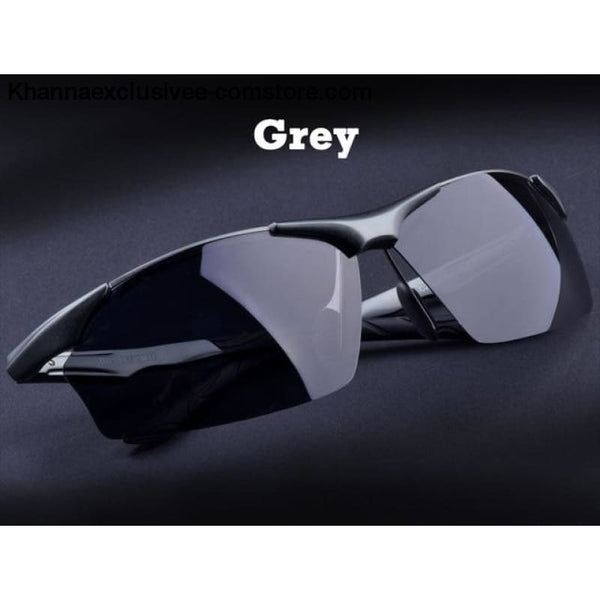 Aluminum magnesium alloy mens polarized sunglasses Fashionable driving Leisure Goggles - Grey - Aluminum magnesium alloy mens polarized
