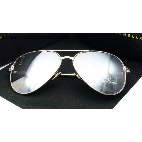 High Quality Women Polarized UV 400 Sunglasses Mirror Pilot Branded Designer Pink Lens Goggles - Sliver frame Sliver - High Quality Women