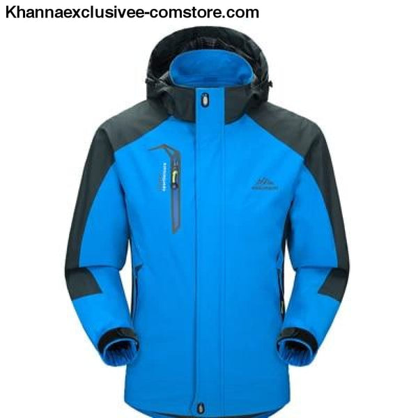 Mens Army Waterproof Windbreaker Breathable UV protection Overcoat jacket till 5XL - Sky Blue / L - Mens Spring Autumn Army Waterproof