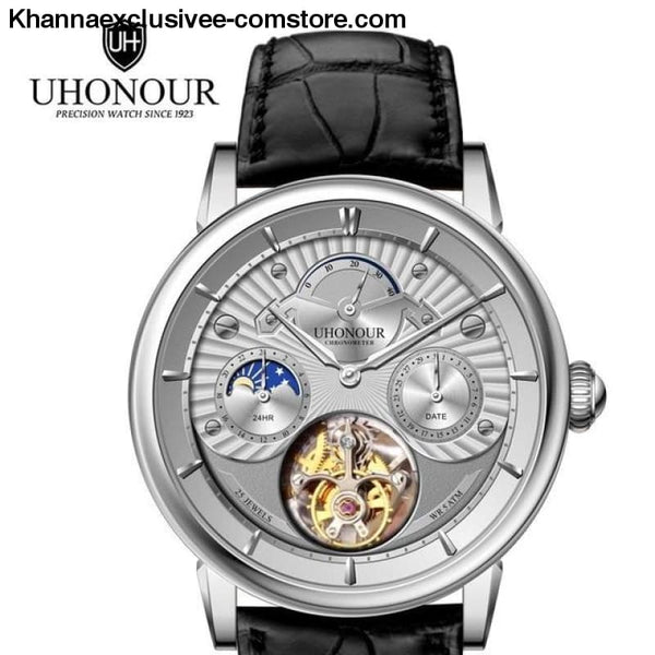 Mens Luxury Brand UHONOUR Tourbillon Sapphire 25 Jewels Mechanical Sea-gull Movement Wrist Watch - 3 - Mens Luxury Tourbillon Sapphire 25