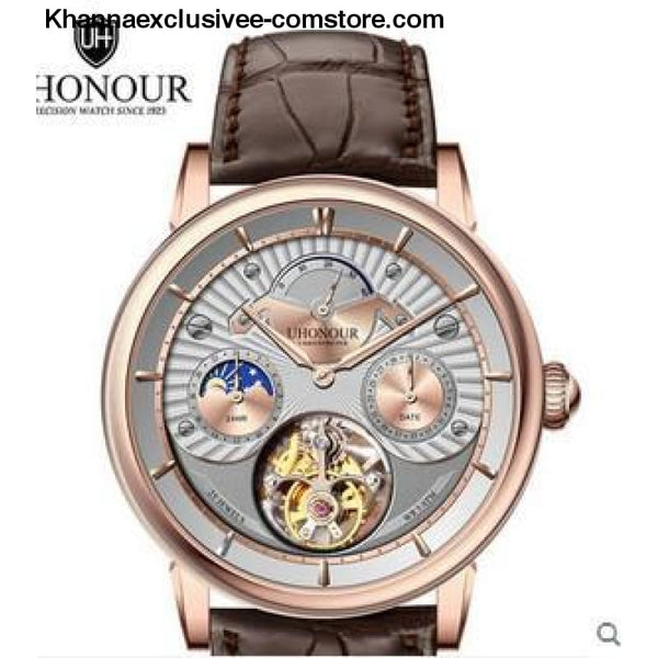 Mens Luxury Brand UHONOUR Tourbillon Sapphire 25 Jewels Mechanical Sea-gull Movement Wrist Watch - 4 - Mens Luxury Tourbillon Sapphire 25
