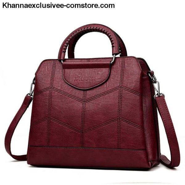 New Tote Leather Luxury Womens Designer Handbag High Quality Cross body Bag Sac a Main Ladies Purse - Wine Red / China - New Tote Leather