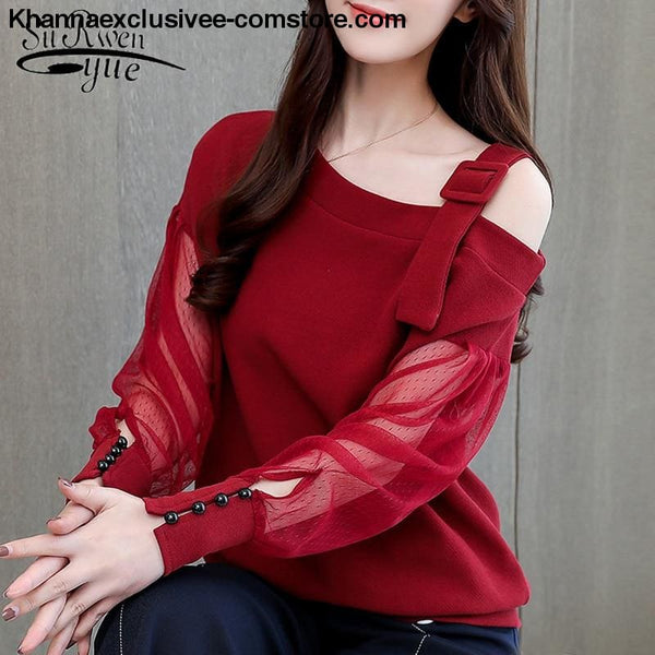 New womens fashionable blouse off shoulder top long sleeve Hot selling shirt - New womens fashionable blouse off shoulder top long sleeve