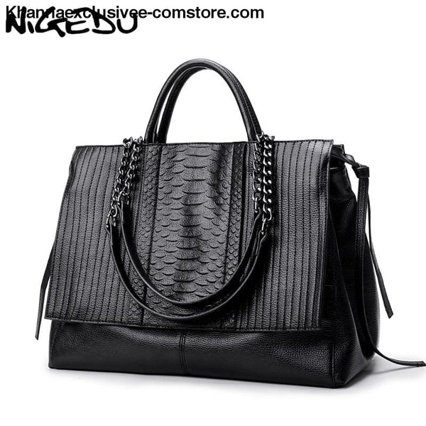 NIGEDU Branded designer Ladies luxury crocodile leather handbag Womens Chain shoulder bag Purse - Branded designer Ladies luxury crocodile