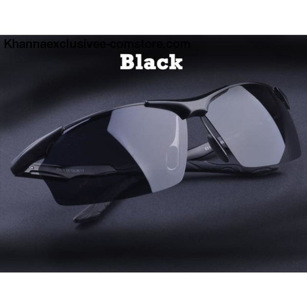 Aluminum magnesium alloy mens polarized sunglasses Fashionable driving Leisure Goggles - Black - Aluminum magnesium alloy mens polarized