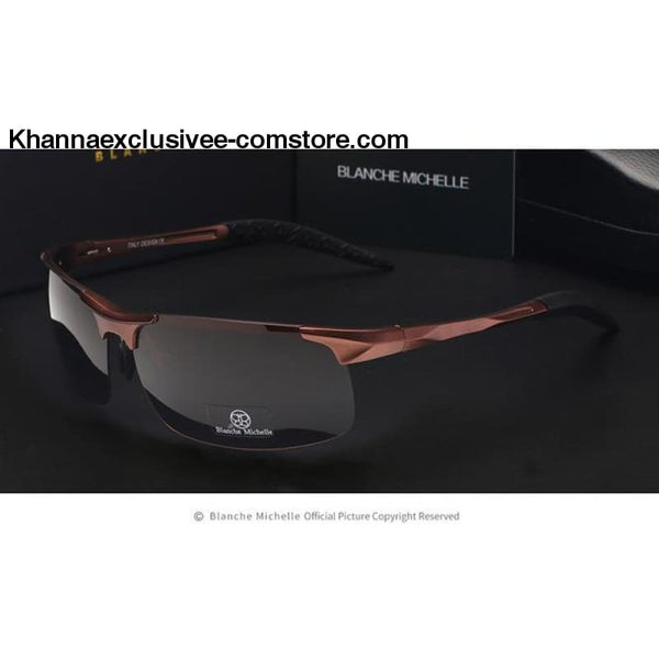 High Quality Ultra-light Sports Polarized Mens UV 400 Rectangle Gold Driving Sun Glasses Goggles - brown black - High Quality Ultra-light