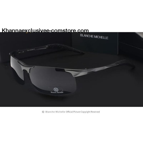 High Quality Ultra-light Sports Polarized Mens UV 400 Rectangle Gold Driving Sun Glasses Goggles - gray black - High Quality Ultra-light