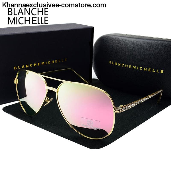 High Quality Women Polarized UV 400 Sunglasses Mirror Pilot Branded Designer Pink Lens Goggles - High Quality Women Polarized UV 400