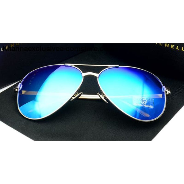 High Quality Women Polarized UV 400 Sunglasses Mirror Pilot Branded Designer Pink Lens Goggles - Sliver frame IceBlue - High Quality Women
