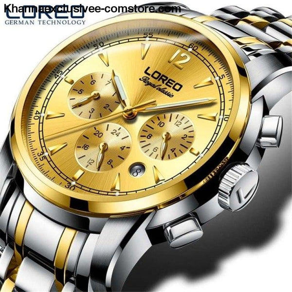 Luxury Fashion Brand Automatic Mens Watch Auto Mechanical 50M Waterproof Sapphire Glass Wrist Watch - Gold Six Pin - Luxury Fashion Brand