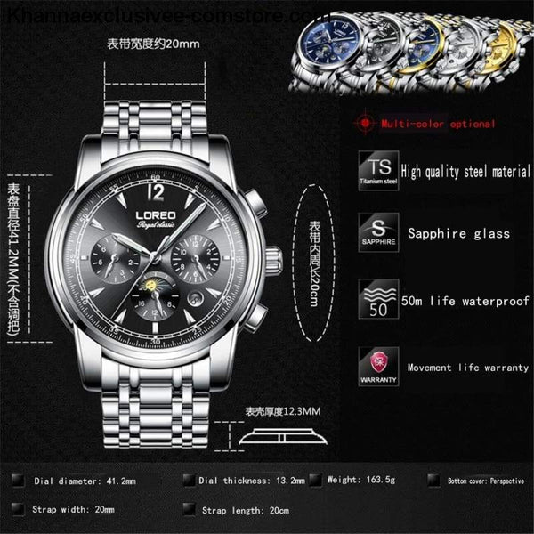 Luxury Fashion Brand Automatic Mens Watch Auto Mechanical 50m waterproof Sapphire Glass Wrist Watch - Luxury Fashion Brand Automatic Mens