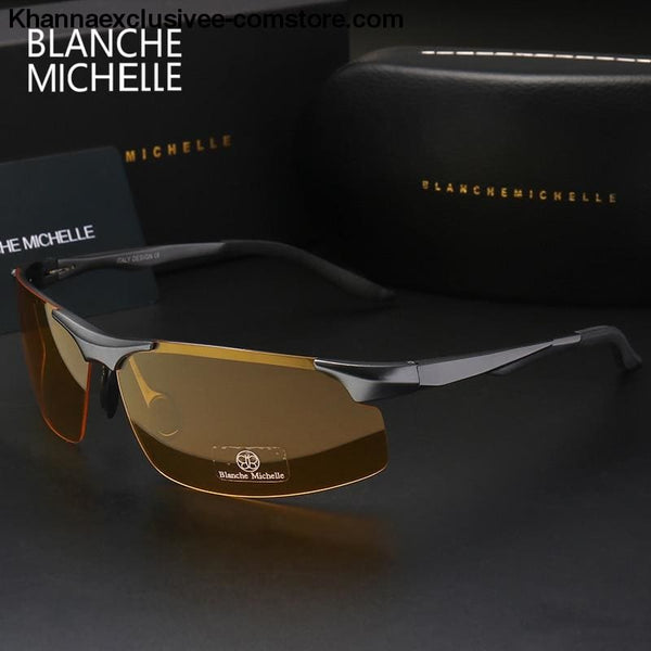 Mens Branded Polarized Sports Driving Night Vision Goggles Fishing UV 400 Rimless Sunglasses - Aluminum Magnesium Men Polarized Sports