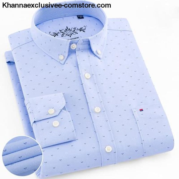Mens Long Sleeve Solid Shirt with Chest Pocket High-quality Tops Button Down Shirts - 1006-32 / XL - Mens Long Sleeve Solid Oxford Dress