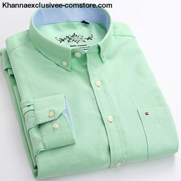 Mens Long Sleeve Solid Shirt with Chest Pocket High-quality Tops Button Down Shirts - Mint / M - Mens Long Sleeve Solid Oxford Dress Shirt