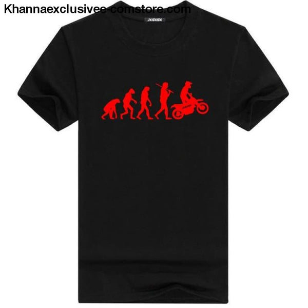 Mens MOTORCYCLE EVOLUTION T Shirt Summer Short Sleeve O-Neck Cotton Good Quality T-shirt - Black R / L - Mens MOTORCYCLE EVOLUTION T Shirt