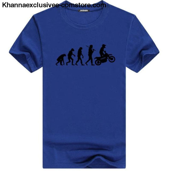 Mens MOTORCYCLE EVOLUTION T Shirt Summer Short Sleeve O-Neck Cotton Good Quality T-shirt - Blue B / L - Mens MOTORCYCLE EVOLUTION T Shirt