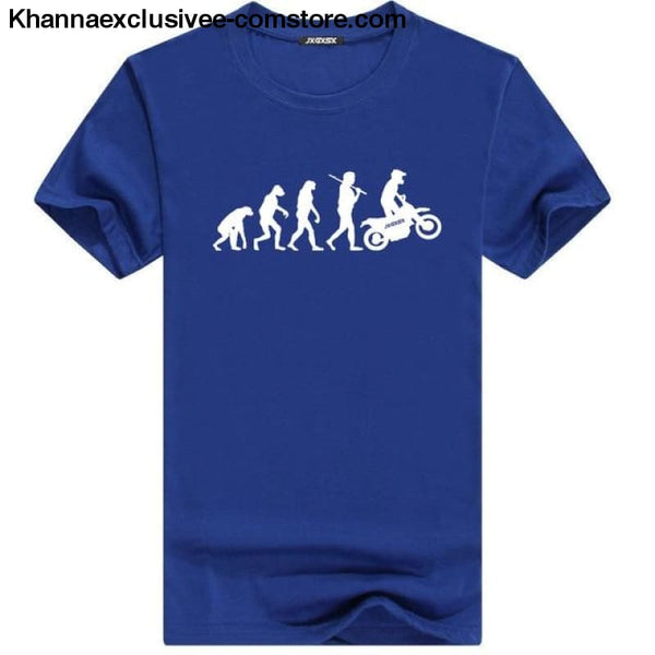 Mens MOTORCYCLE EVOLUTION T Shirt Summer Short Sleeve O-Neck Cotton Good Quality T-shirt - Blue W / L - Mens MOTORCYCLE EVOLUTION T Shirt
