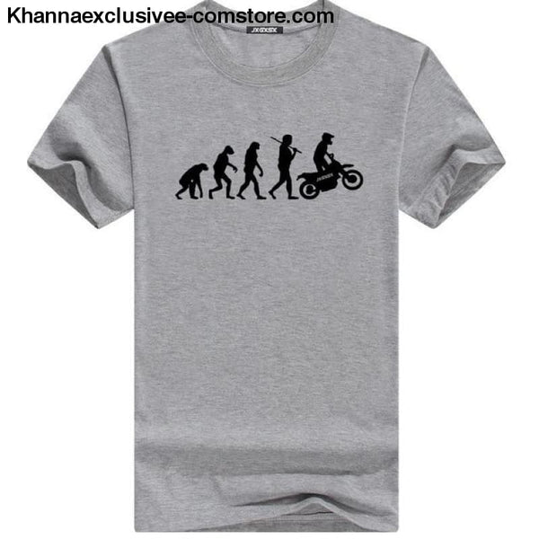 Mens MOTORCYCLE EVOLUTION T Shirt Summer Short Sleeve O-Neck Cotton Good Quality T-shirt - Gray B / L - Mens MOTORCYCLE EVOLUTION T Shirt