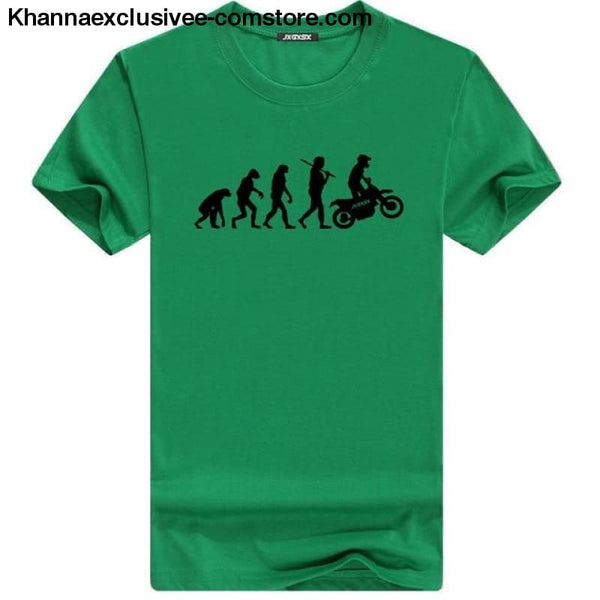 Mens MOTORCYCLE EVOLUTION T Shirt Summer Short Sleeve O-Neck Cotton Good Quality T-shirt - Green B / L - Mens MOTORCYCLE EVOLUTION T Shirt