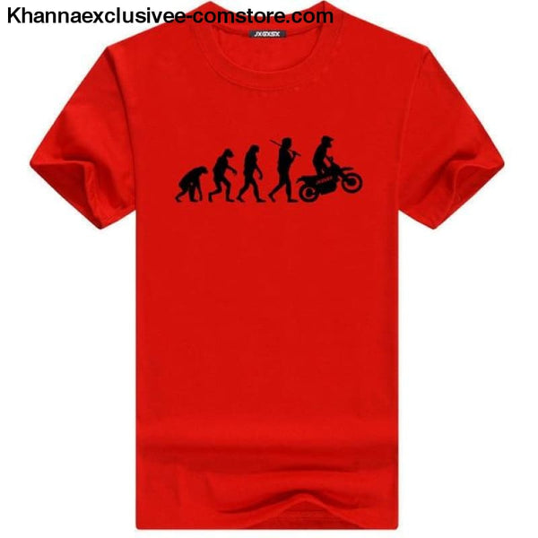 Mens MOTORCYCLE EVOLUTION T Shirt Summer Short Sleeve O-Neck Cotton Good Quality T-shirt - Red B / L - Mens MOTORCYCLE EVOLUTION T Shirt
