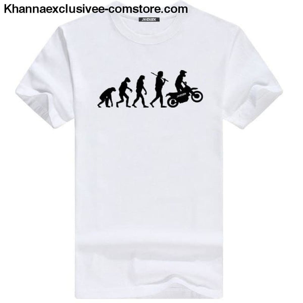 Mens MOTORCYCLE EVOLUTION T Shirt Summer Short Sleeve O-Neck Cotton Good Quality T-shirt - White B / L - Mens MOTORCYCLE EVOLUTION T Shirt
