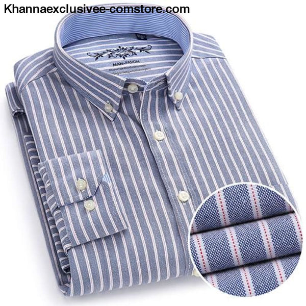 Mens Plaid Checked Button Chest Pocket Smart Casual Contrast Standard-fit Long Sleeve Shirt - 1006-19 / M - Mens Plaid Checked Oxford