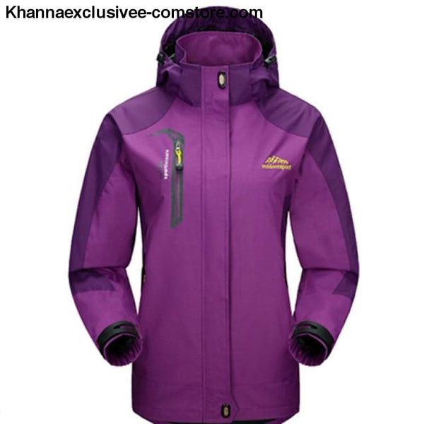 Mountainskin Unisex Waterproof Hooded Polyester Cotton Jacket Unisex Branded Warm Outerwear Coat - Women Purple / M - Mountainskin Mens