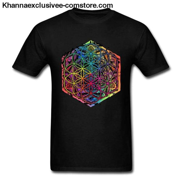 New Coming Sacred Geometry Flower of Life Mandala different Color Family Men T-shirt Short Sleeve Unique Tops Tee Shirts - New Coming Sacred