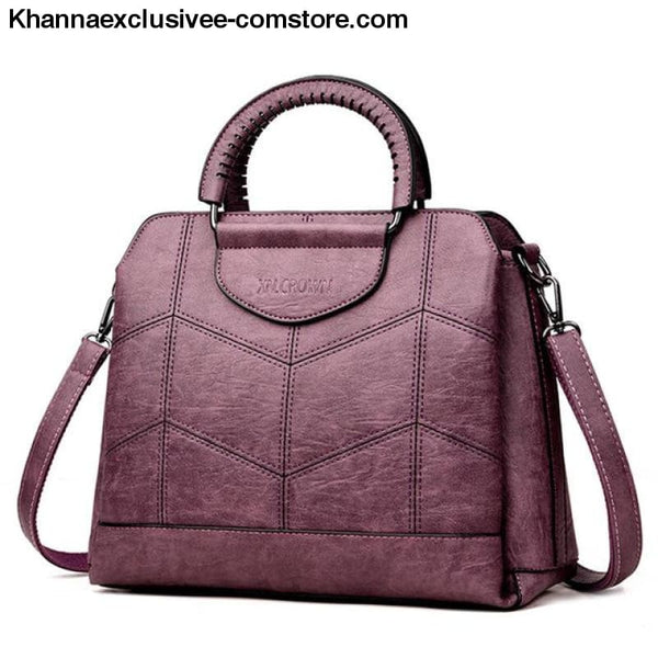 New Tote Leather Luxury Womens Designer Handbag High Quality Cross body Bag Sac a Main Ladies Purse - Purple / China - New Tote Leather
