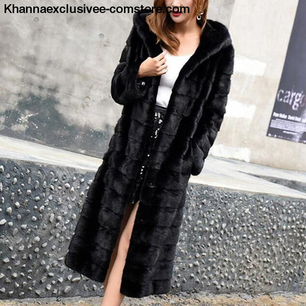 New Womens Luxury Long Customize Plus Size Genuine Rabbit Real Fur Warm Coat Jacket - New Winter Womens Luxury Long Customize Plus Size