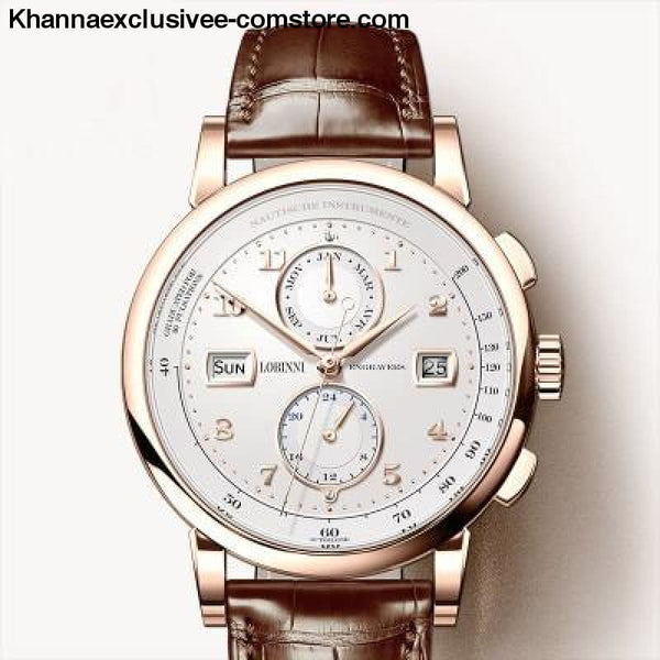 Switzerland Luxury Brand LOBINNI Mens Automatic Mechanical Sapphire Leather Tetrameter Wrist watch - Item 3 - Switzerland Luxury Brand