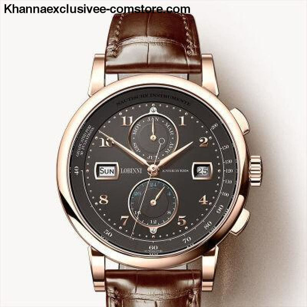 Switzerland Luxury Brand LOBINNI Mens Automatic Mechanical Sapphire Leather Tetrameter Wrist watch - Item 4 - Switzerland Luxury Brand