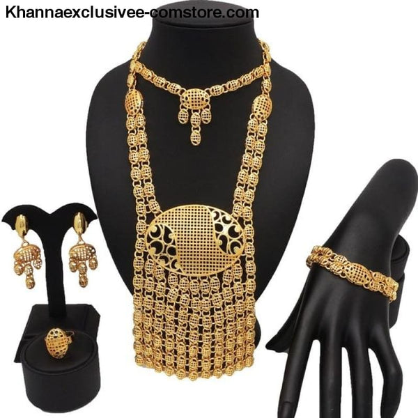 Womens 18K gold Plated jewelry sets bridal set African big jewelry gold plated jewelry set - bjw2 - Womens gold jewelry sets bridal jewelry