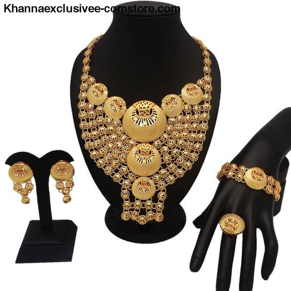 Womens 18K gold Plated jewelry sets bridal set African big jewelry gold plated jewelry set - bjw4 - Womens gold jewelry sets bridal jewelry