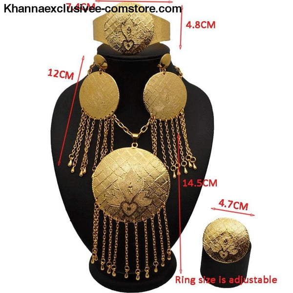 Womens 18K gold Plated jewelry sets bridal set African big jewelry gold plated jewelry set - Womens gold jewelry sets bridal jewelry set